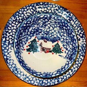 PLACE setting - Folk Craft Cabin in the Snow by Tienshan DISCONTINUED